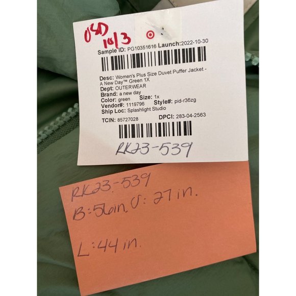 Women's Plus Size Duvet Puffer Jacket A New Day Green 1X - Picture 8 of 8